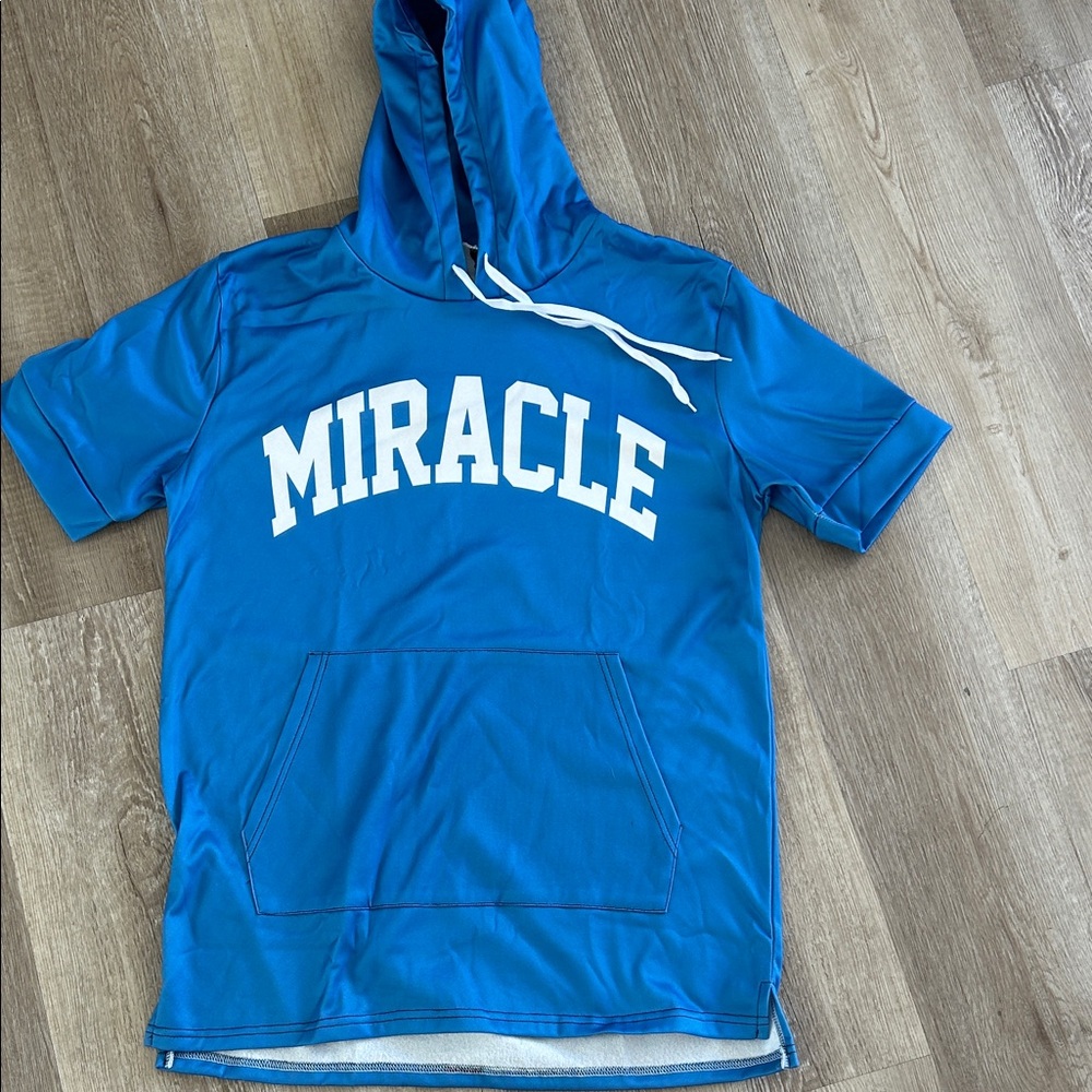 NWOT Blue Miracle Hoodie T-Shirt size L unisex